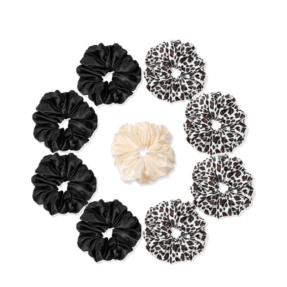 Black and white Silky Hair Scrunchies